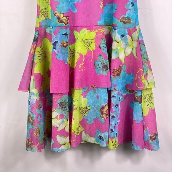 TallyWeijl Tropical Floral Spaghetti Strap Pink Mini Sundress Petite XS XXS - Picture 7 of 9